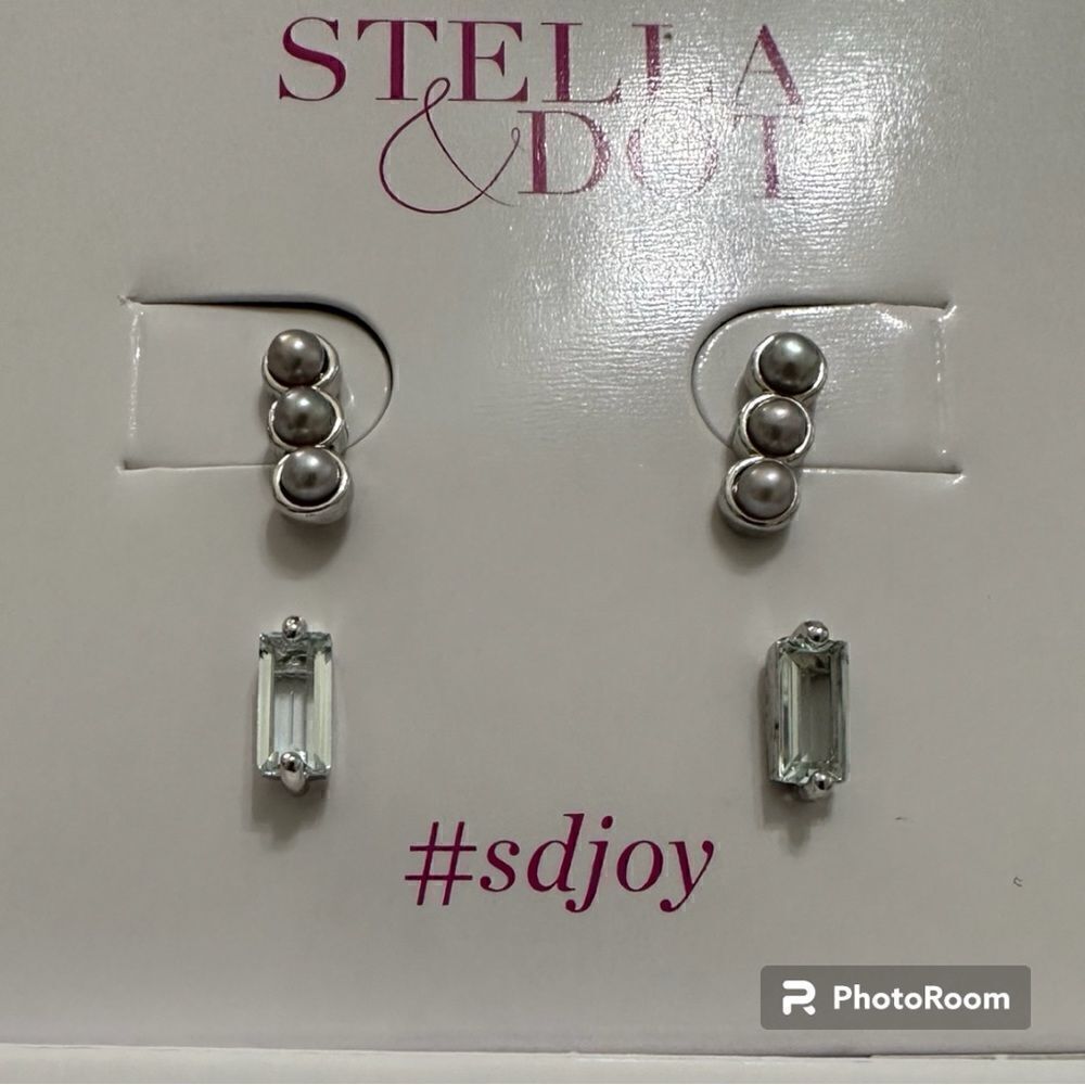 Stella & Dot Madison Stud Set Silver NWOT